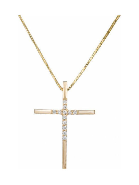 Baptismal Crosses with Chain Handmade 18K Gold Women's Cross with brilliant and chain 034529C 034529C Women's Gold 18 Karat