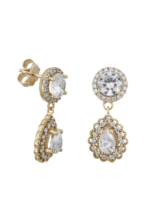 14K Gold rosette earrings with cubic zirconia 026573 026573 14 Carat Gold