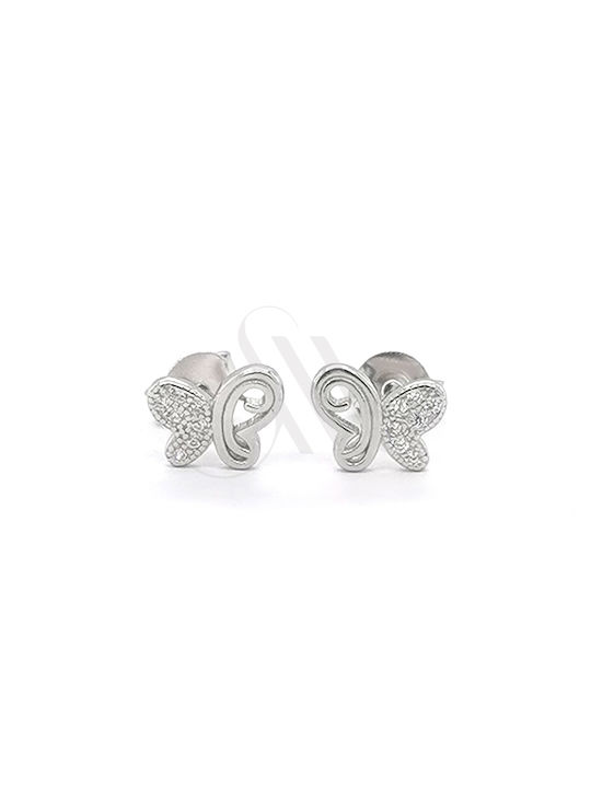 Ohrringe Kinderohrringe Schmetterlinge Weiß Silber 925