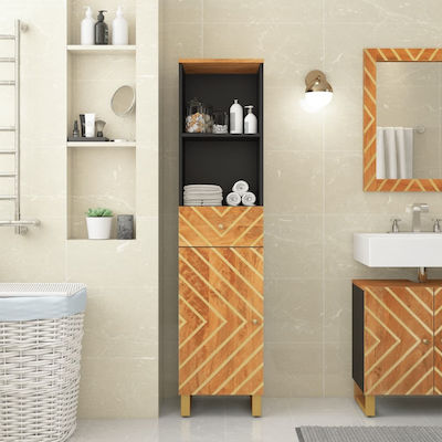 vidaXL Wall Hung Cabinet Bathroom Column Cabinet L38xD33.5xH160cm Brown