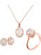 Xrisokosmima Set with Necklace , Earrings & Ring from Rose Gold with Stones