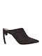 Suede Mules με Λεπτό Ψηλό Τακούνι σε Γκρι Χρώμα