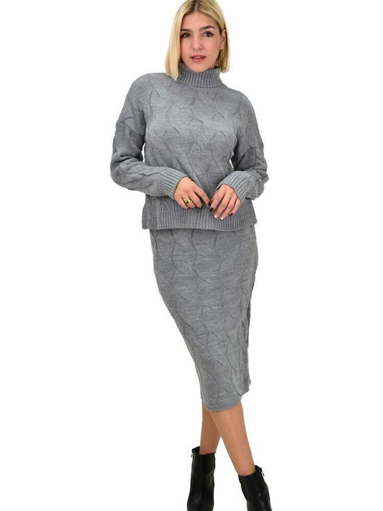 Set mit Maxi Rock Polka Dot Gray