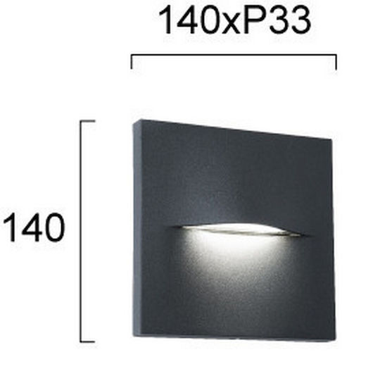 Viokef Vita Wandmontierte Außenbeleuchtung Deckenleuchte LED IP65 3W mit Warmweißem Licht 14x3.3x14cm