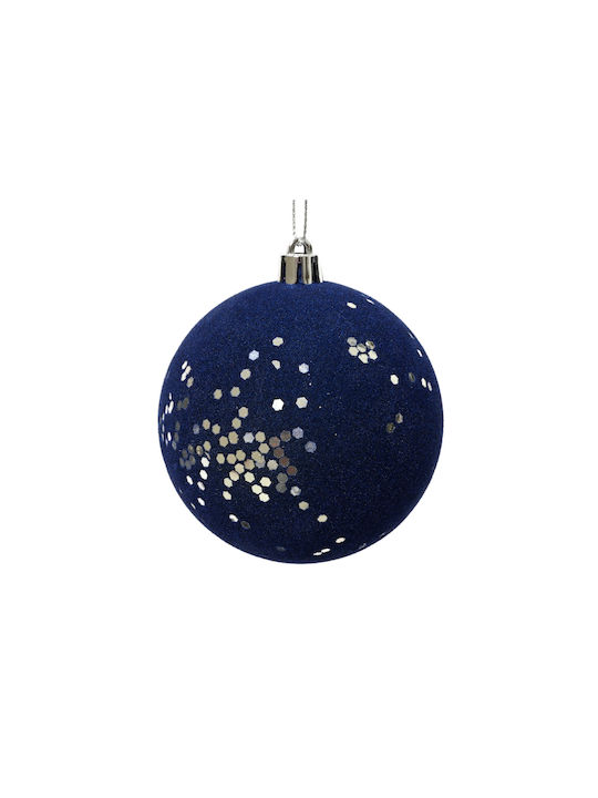 Hängendes Kugel Ornament Ornament Stoff Blau 8cm
