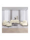 Living Room Furniture Set 3-Seater & 2-Seater & Armchair & Stool Beige