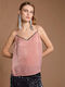 Women's Blouse Velvet with Straps Pink