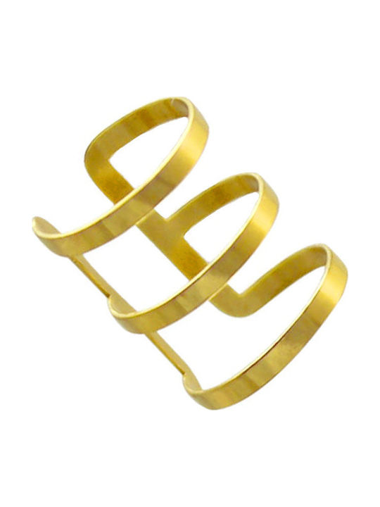 Theodora's Jewellery Ανδρικό Μονό Σκουλαρίκι Cuff από Ατσάλι Επιχρυσωμένο