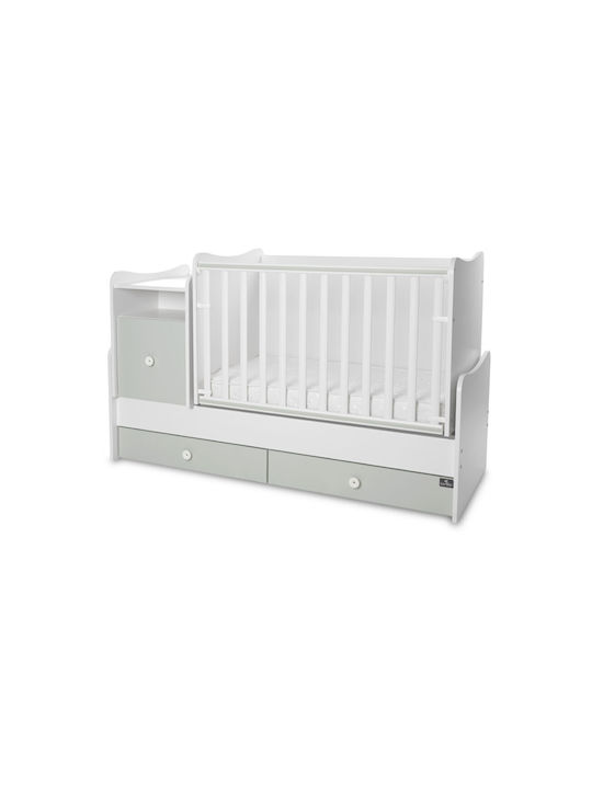Lorelli Convertible Crib Trend Plus White & Milky Green for Mattress 62x110cm