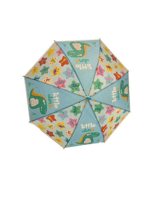 Kids Curved Handle Auto-Open Umbrella with Diameter 84cm Light Blue