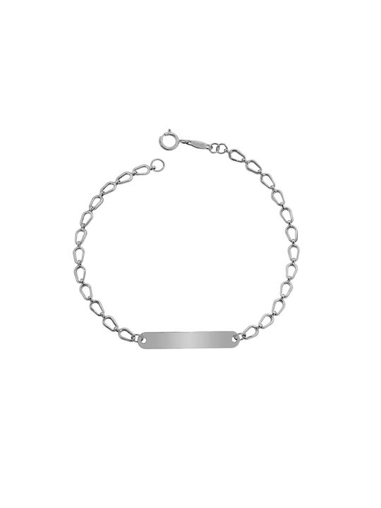 Kids White Gold ID Bracelet 9K for Girl