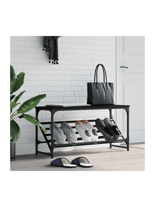 Metallic Shoe Organizer Black 90x30x45cm