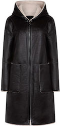 DKNY Women's Short Lifestyle Jacket for Winter with Hood Black