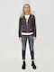 Women's Short Biker Leather Jacket for Winter Purple