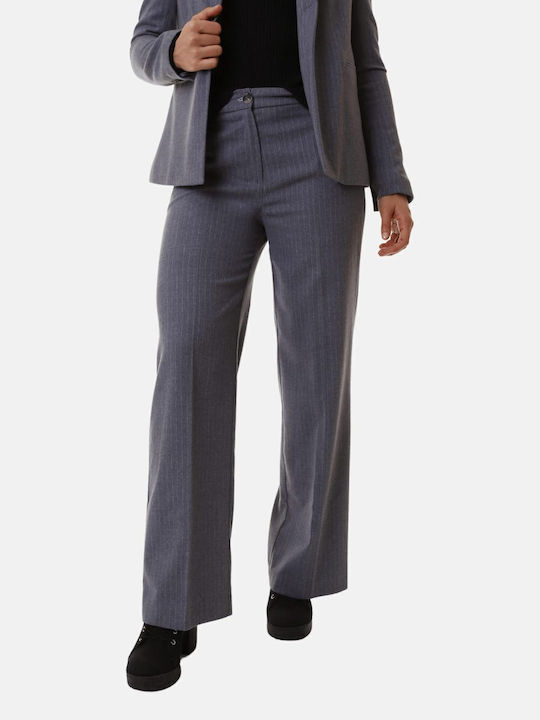 Damen Stoff Hose Gestreift Gray