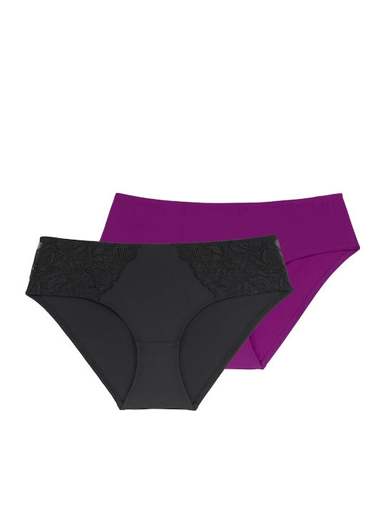 Dorina Γυναικεία Slip 2Pack με Δαντέλα Φούξια