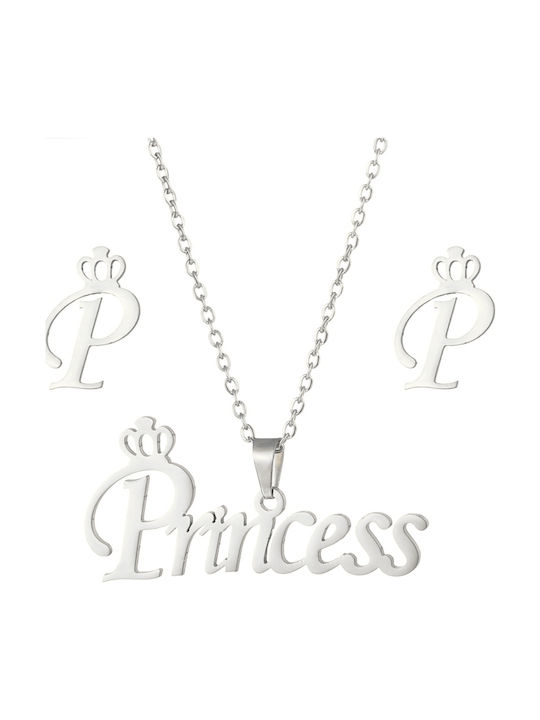 Callajewels Комплект с обеци Детска гривна от Стомана с верига C12244-ASG303842620