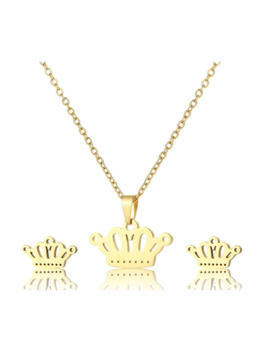 Callajewels Set cu cercei Colier pentru copii Coroană cu lanț C12247-ASG223532623