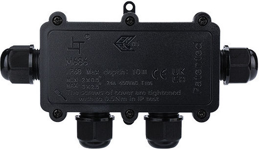 Elmark Surface Mounted Electrical Box Branching Watertight IP68 in Black Color