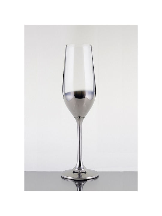 Novaker Glass Champagne made of Glass in Silver Color Goblet 1pcs