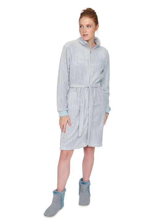 Muydemi Winter Women's Robe Light Blue