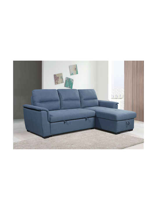 Corner Couch Bed with Reversible Angle & Storage Space Blue 235x150x95 cm