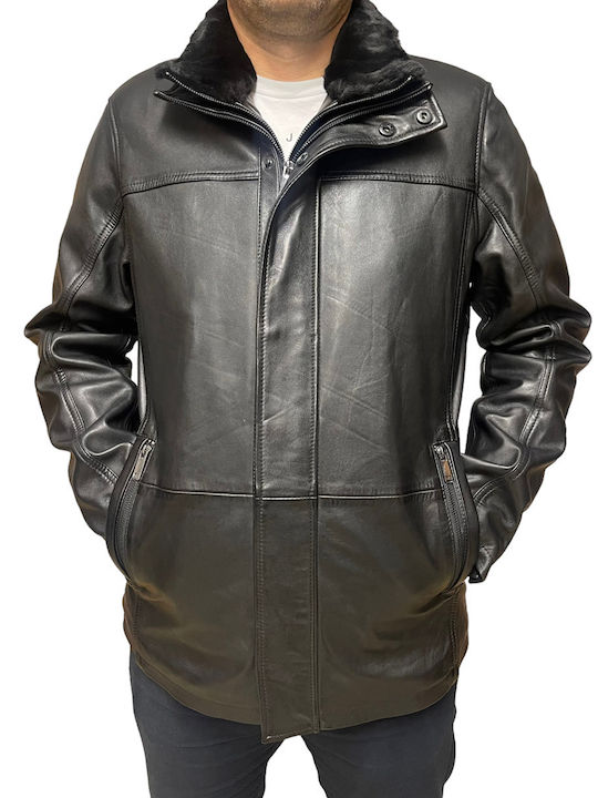 Lederjacke Winter Jacke Schwarz