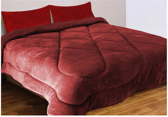 Mc Decor Κουβερτοπάπλωμα Σετ Μονό 160x230εκ. Waves Burgundy 2τμχ 550 GSM