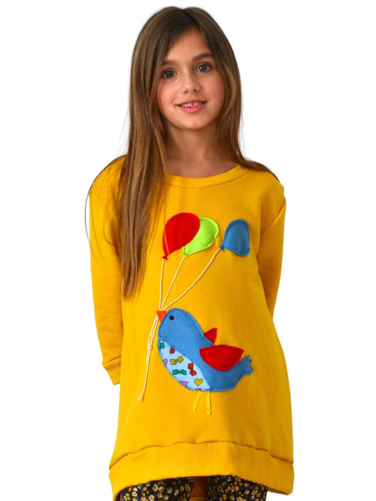 Happy Button Kids Sweatshirt Yellow