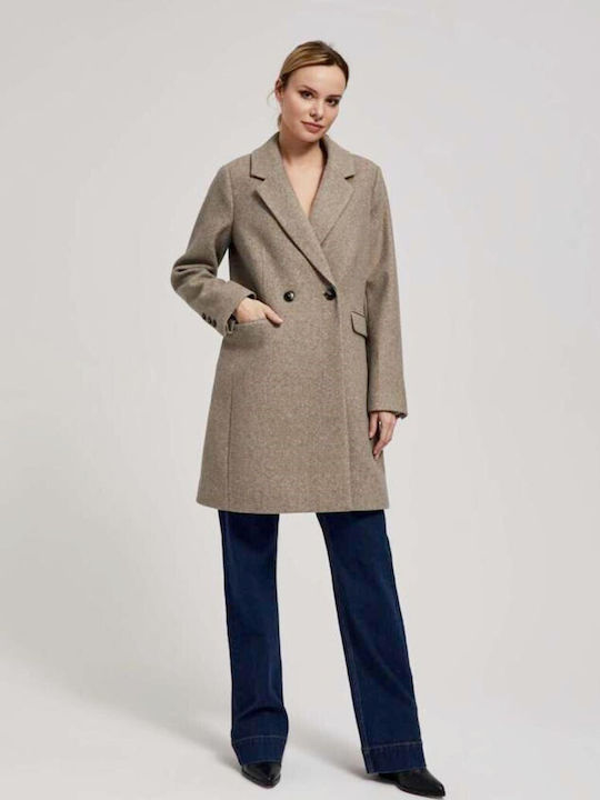 Make your image Women's Midi Coat with Buttons Beige