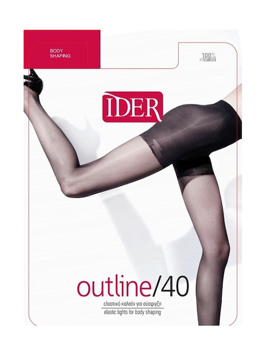 IDER Women's Pantyhose 40 Den Tightening Brown with Print