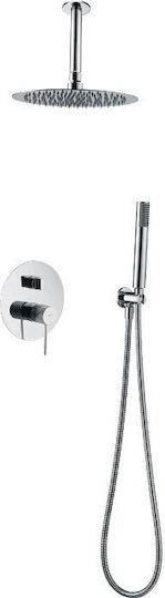 Imex Built-in Mixer & Shower Head Set for Shower 2 Exits Inox Silver