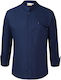 Karlowsky Mantel Koch 100% Baumwolle Blau mit Langärmelig