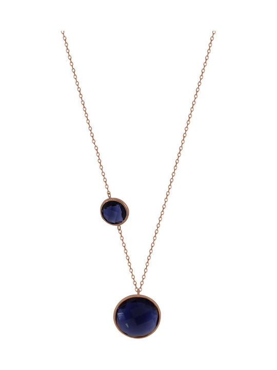 Mertzios.gr Necklace from Rose Gold Plated Silver with Zircon