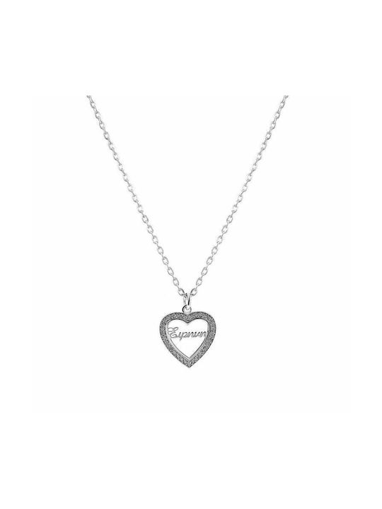 Amor Amor Necklace with design Heart from Silver with Zircon