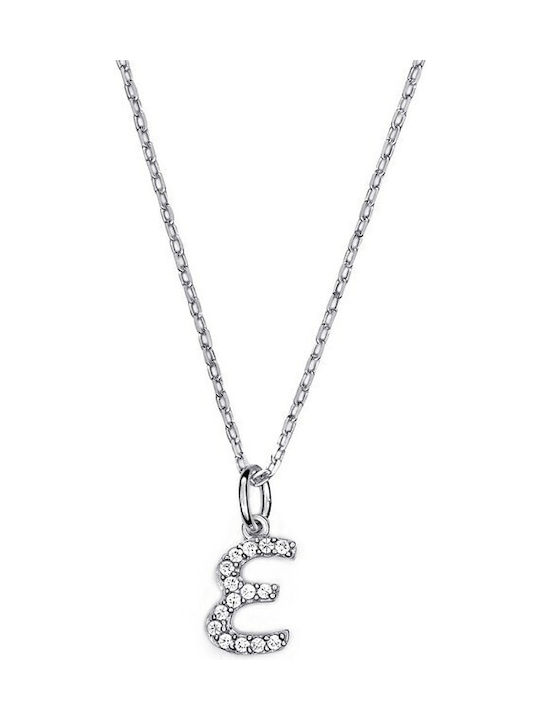 Verorama Necklace Monogram from White Gold 18k with Zircon