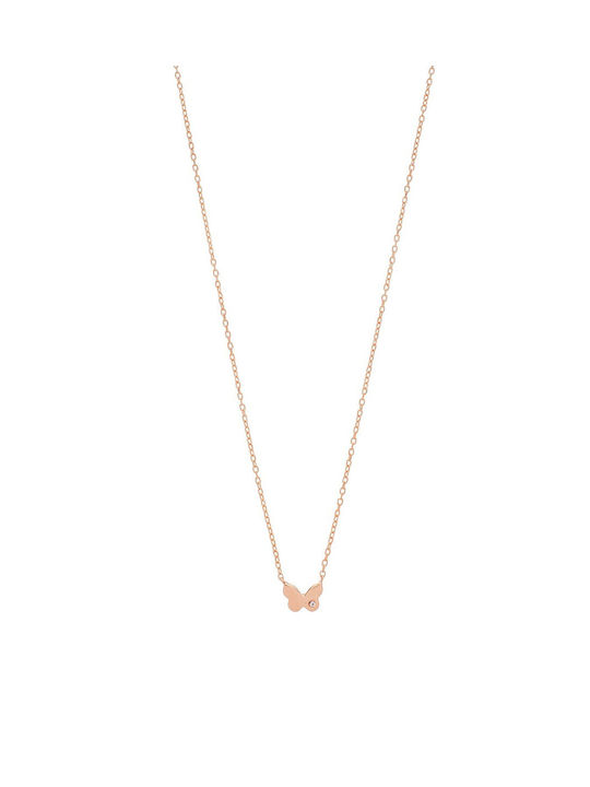Vitopoulos Necklace with Rose Gold Plating with Zircon