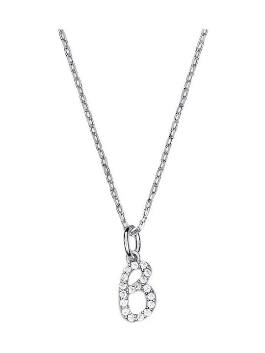 Verorama Necklace Monogram from White Gold 18k with Zircon