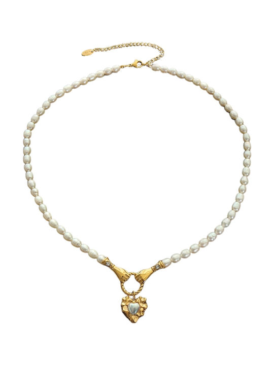 Callajewels Κολιέ με σχέδιο Καρδιά με Πέρλες