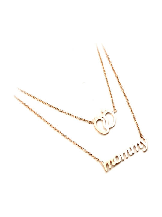 Art d or Necklace Double Mum with Rose Gold Plating