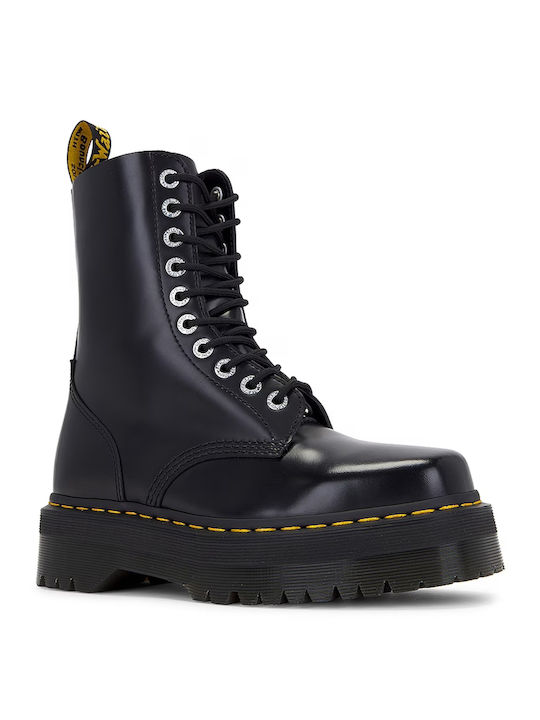 1490 Quad Leather Women's Ankle Boots with Medium Heel Black