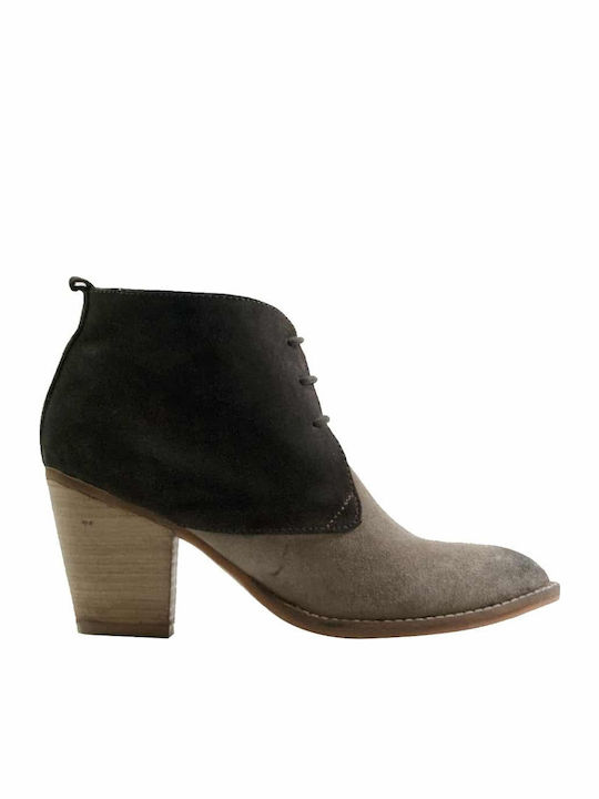Xavier Lace Up Women's Ankle Boots with Medium Heel Beige