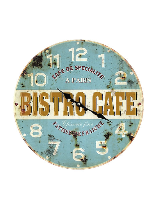 Cafe Wall Clock Metallic Light Blue