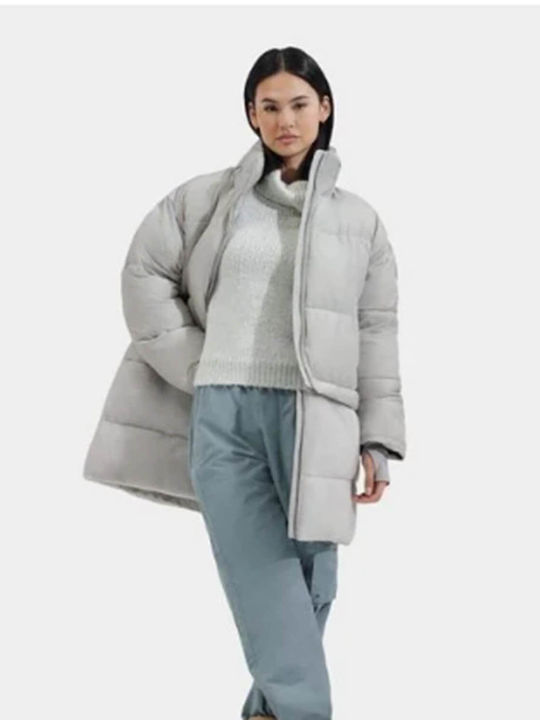 Ugg Australia Women's Short Puffer Jacket for Winter with Hood Gray