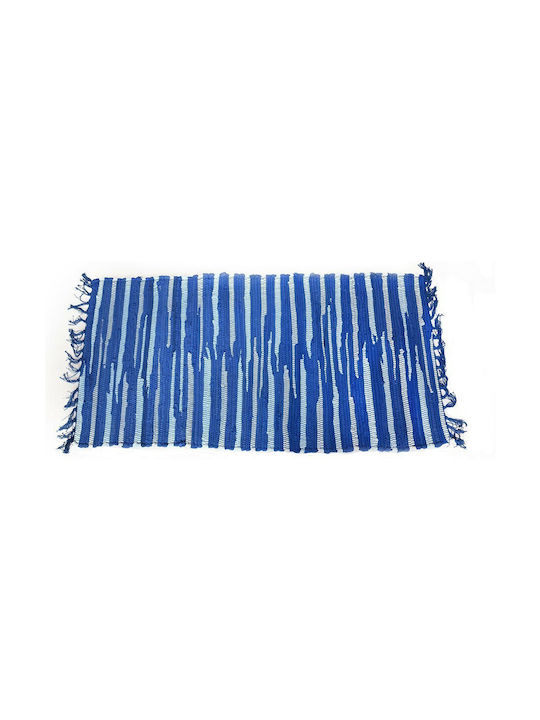 Rug Rectangular Cotton Blue