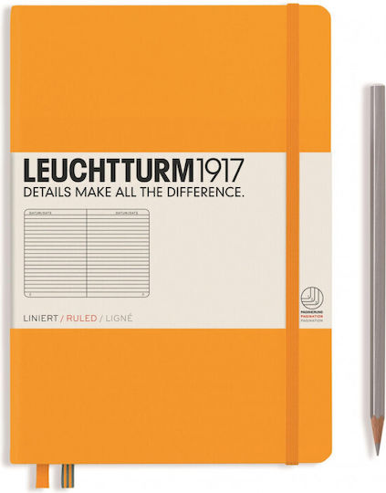 Leuchtturm1917 Σημειωματάριο A5 125 Φύλλων Ριγέ με Σκληρό Εξώφυλλο Πορτοκαλί