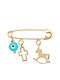 Art d or Child Safety Pin made of Gold 9K with Cross
