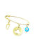 Art d or Child Safety Pin made of Gold 9K with Cross
