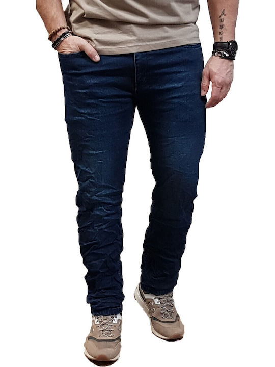 Elastic Men's Trousers in Slim Fit D Blue