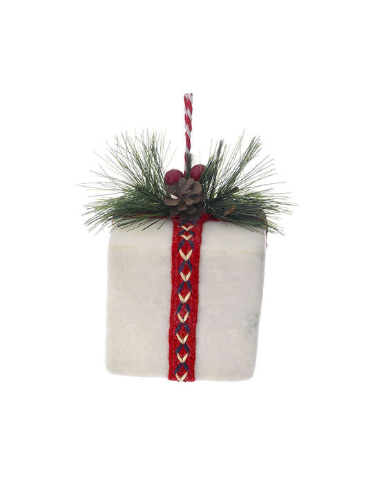 Hanging Ornament Gift Plastic White 8x8cm